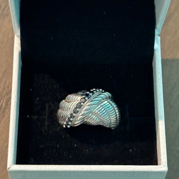 Judith Ripka Jewelry - Judith Ripka Sculptured Sterling Silver Ring Dark Blue Sapphire  Stones Size 6